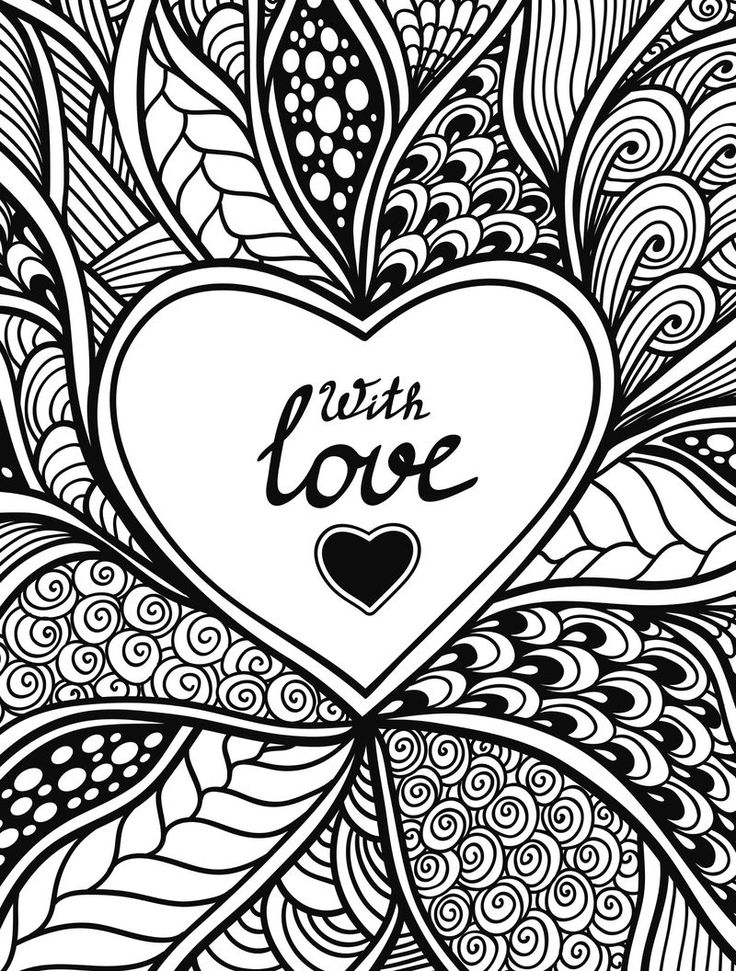 36 Lovely Hearts Coloring Pages for Adults Printable 13