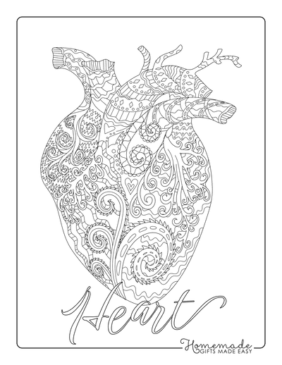 36 Lovely Hearts Coloring Pages for Adults Printable 16