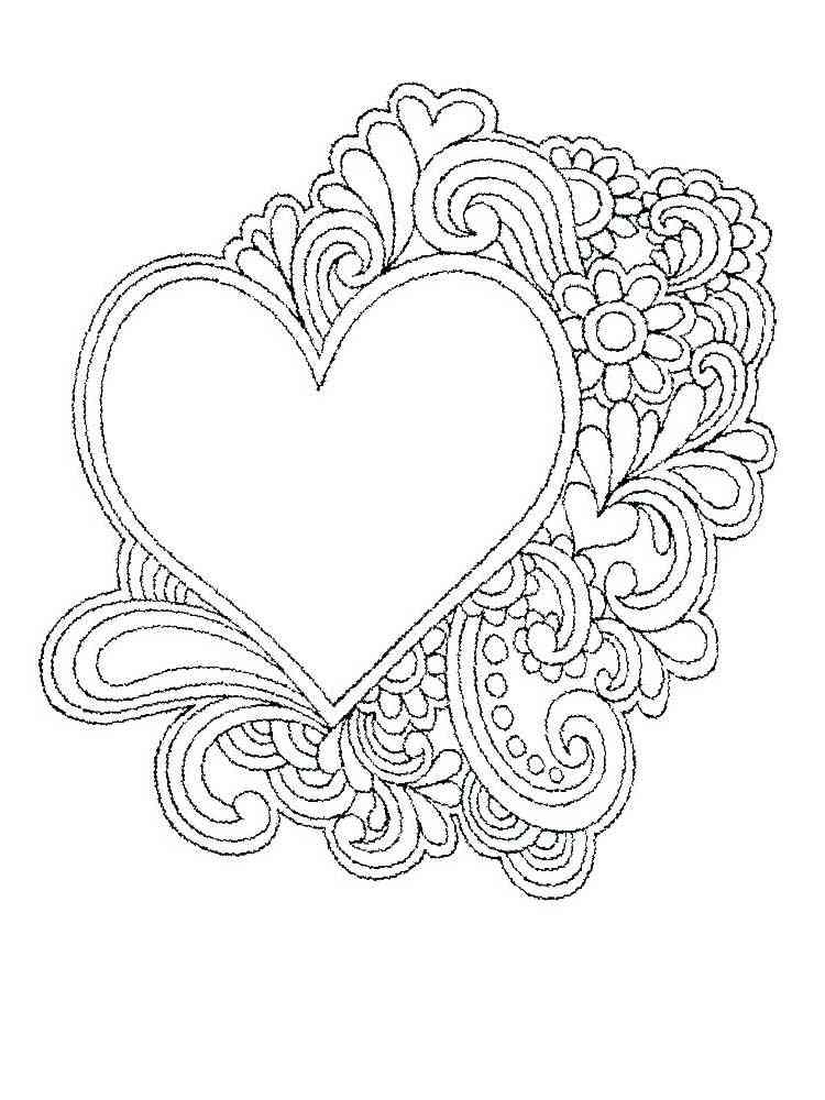 36 Lovely Hearts Coloring Pages for Adults Printable 2