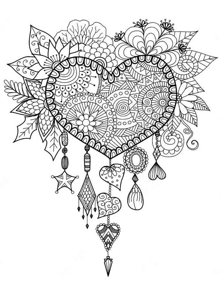 36 Lovely Hearts Coloring Pages for Adults Printable 25