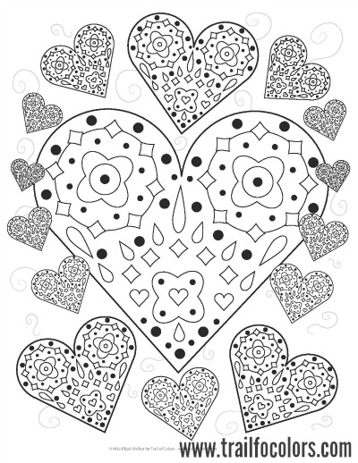 36 Lovely Hearts Coloring Pages for Adults Printable 3