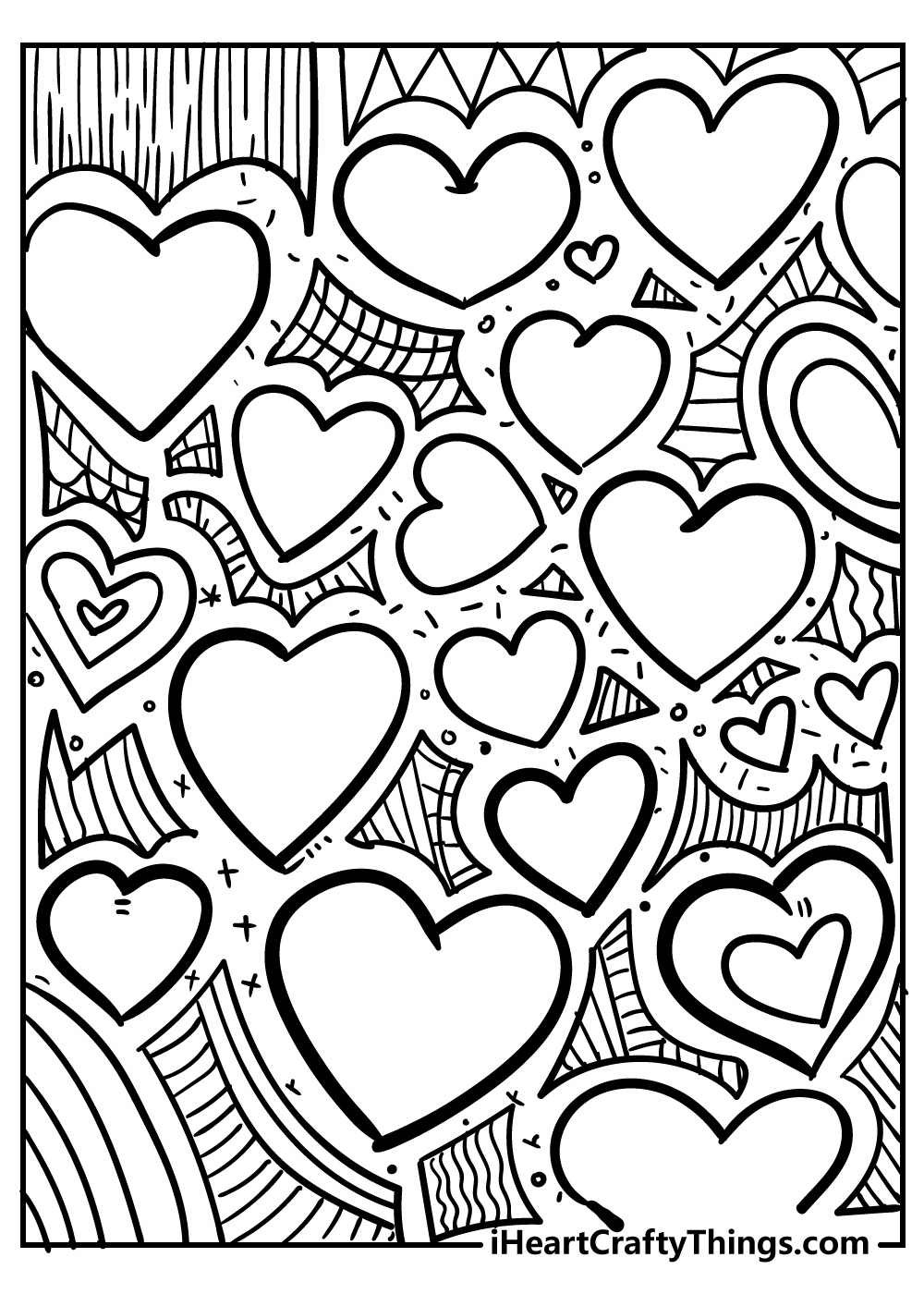 36 Lovely Hearts Coloring Pages for Adults Printable 5