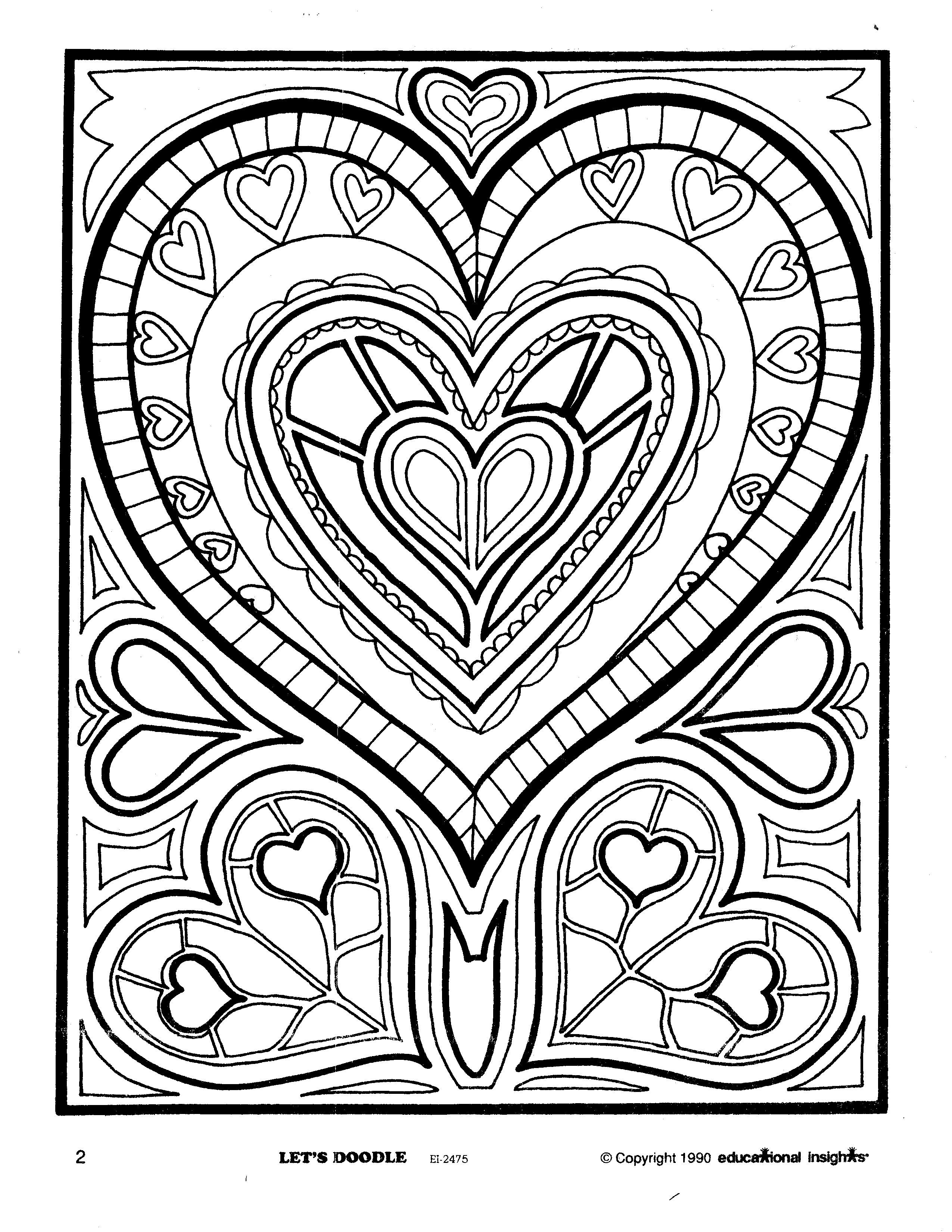 36 Lovely Hearts Coloring Pages for Adults Printable 7