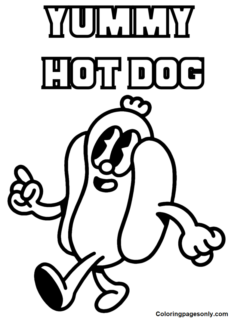 37 Irresistible Hot Dog Coloring Pages Printable 7