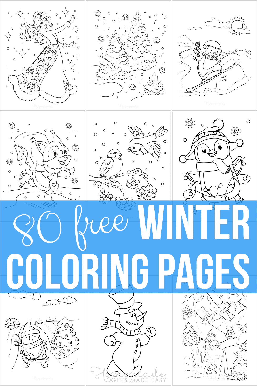 37 Winter Coloring Pages for Kids Printable 13