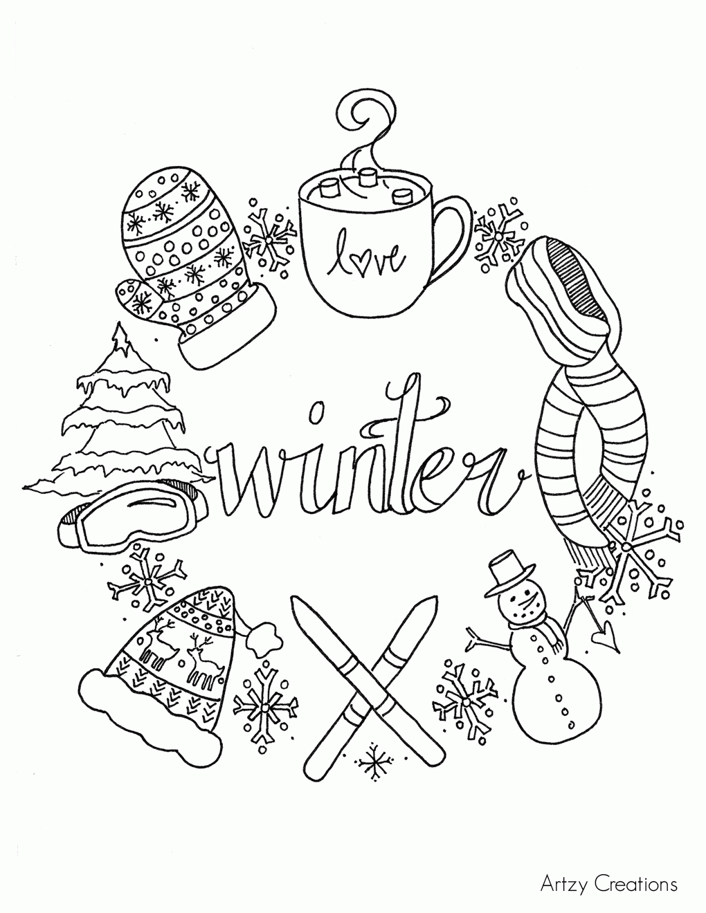 37 Winter Coloring Pages for Kids Printable 9