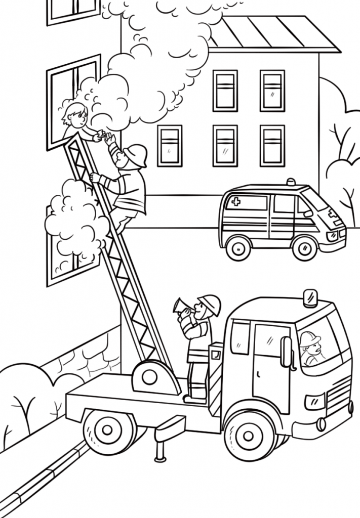 38 Heroic Firefighter Coloring Pages for Kids Printable 5