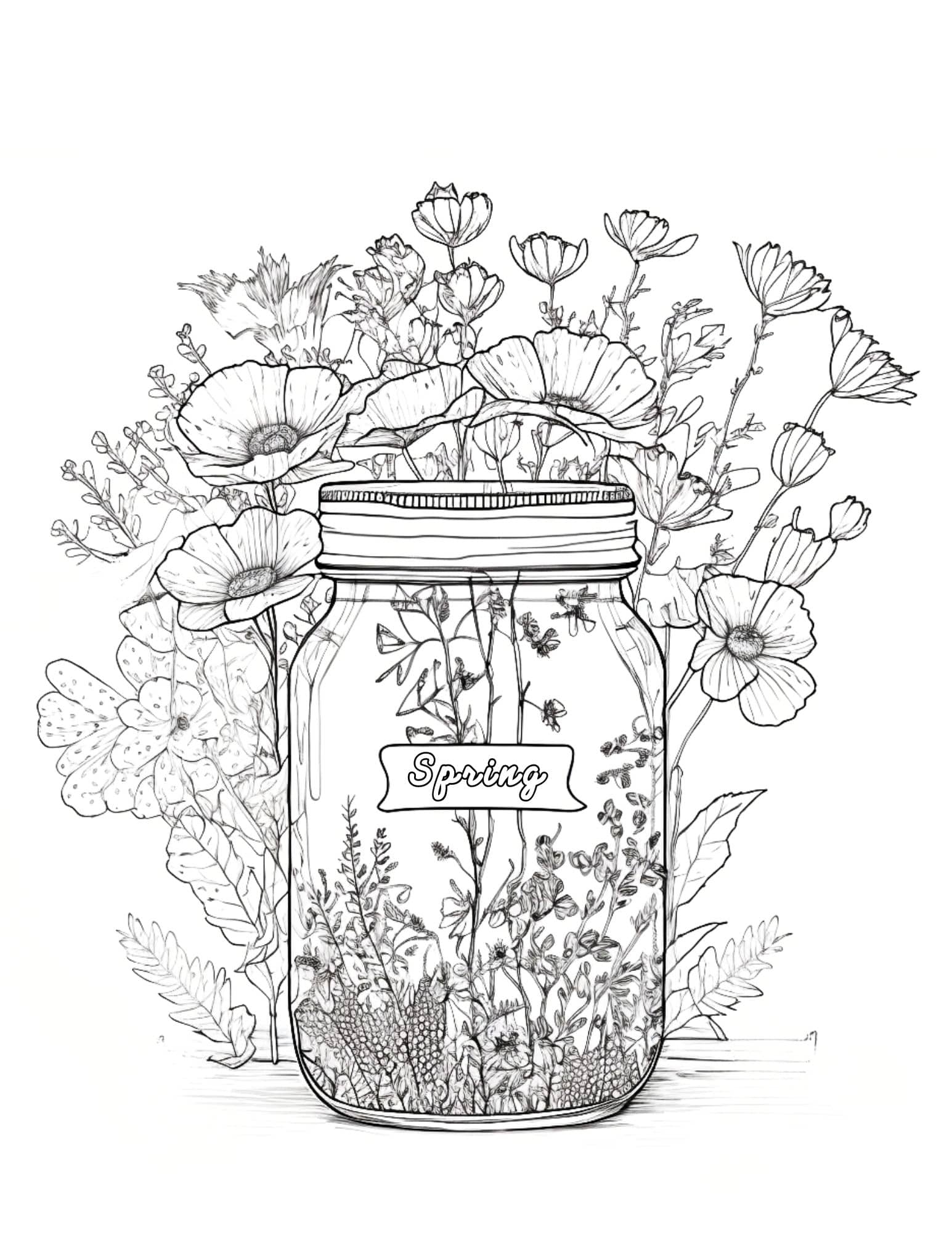 94 Mason Jar Coloring Page Printable 1