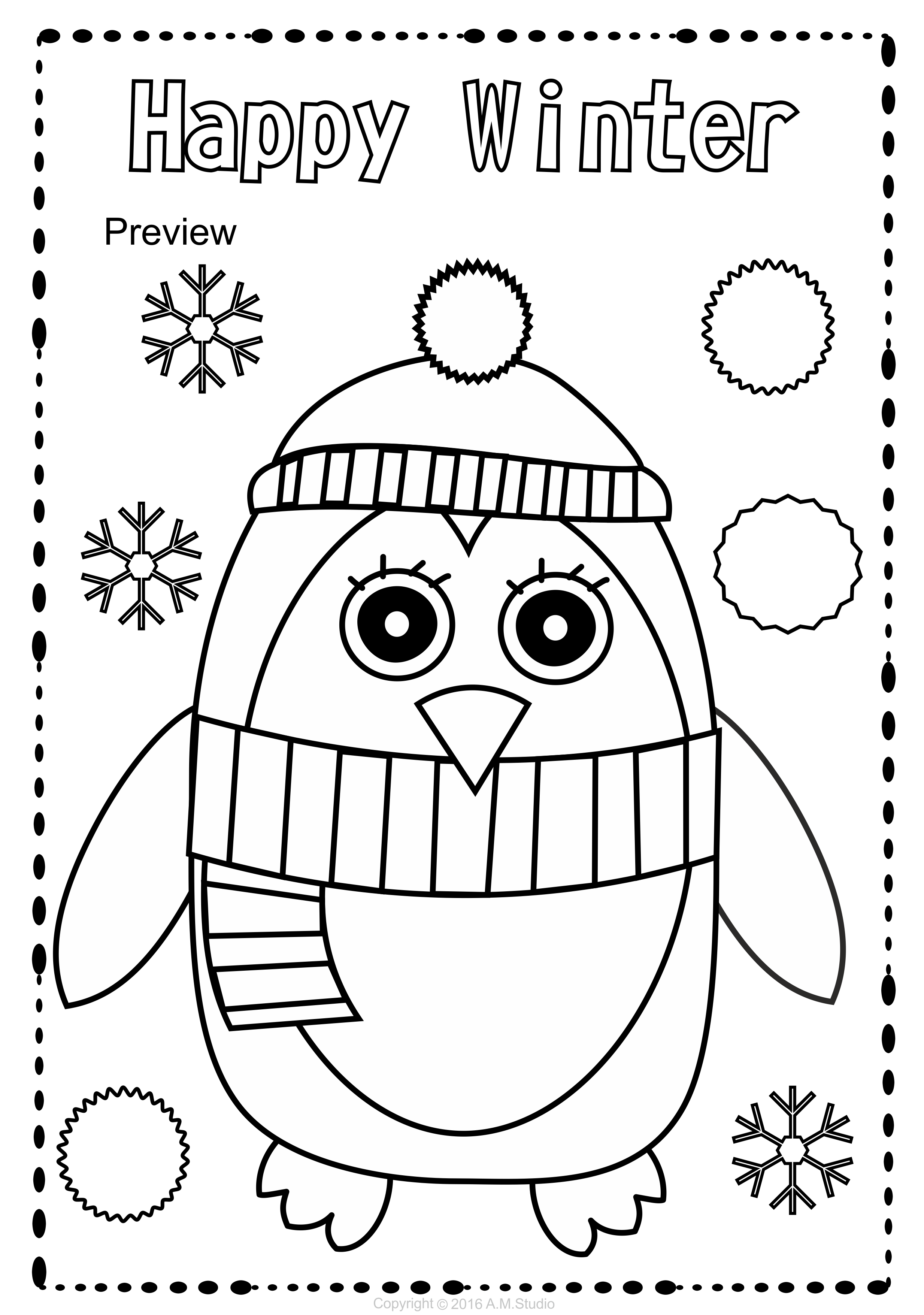 30 Cute Winter Coloring Pages Printable 1