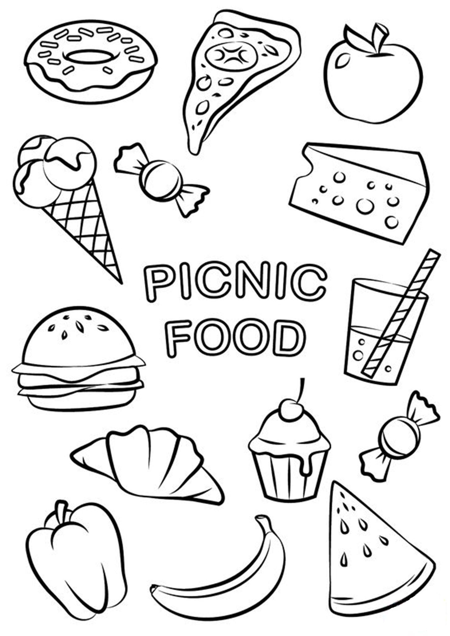 33 Lunch Food Coloring Pages Fun Printable 1