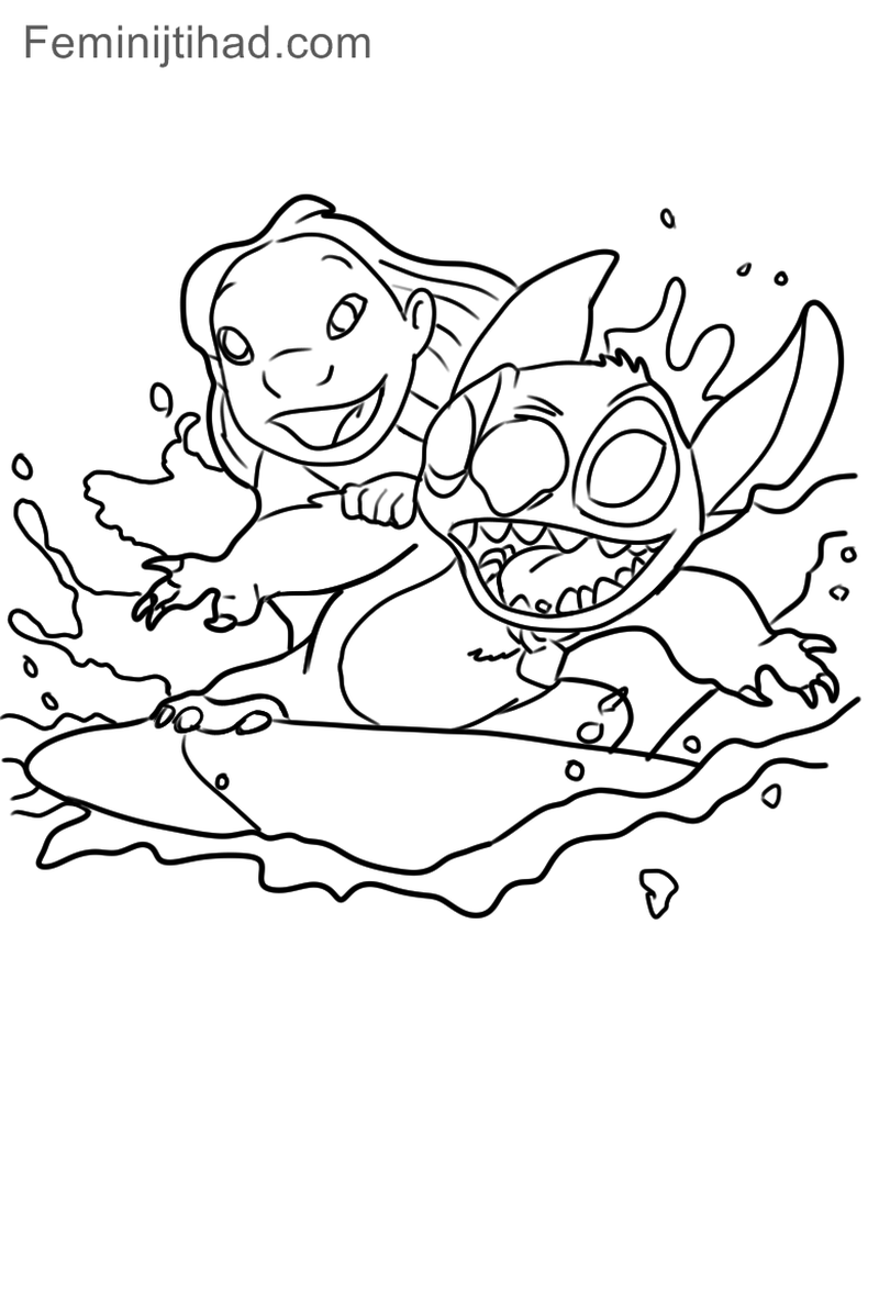 117+ Artistic Stitch Surfing Coloring Pages Printable