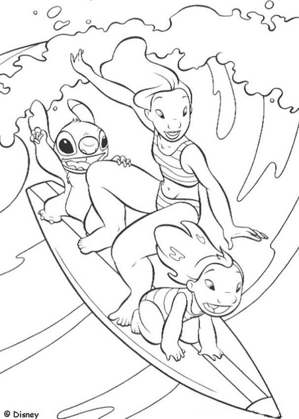 130+ Whimsical Stitch Surfing Coloring Pages Printable