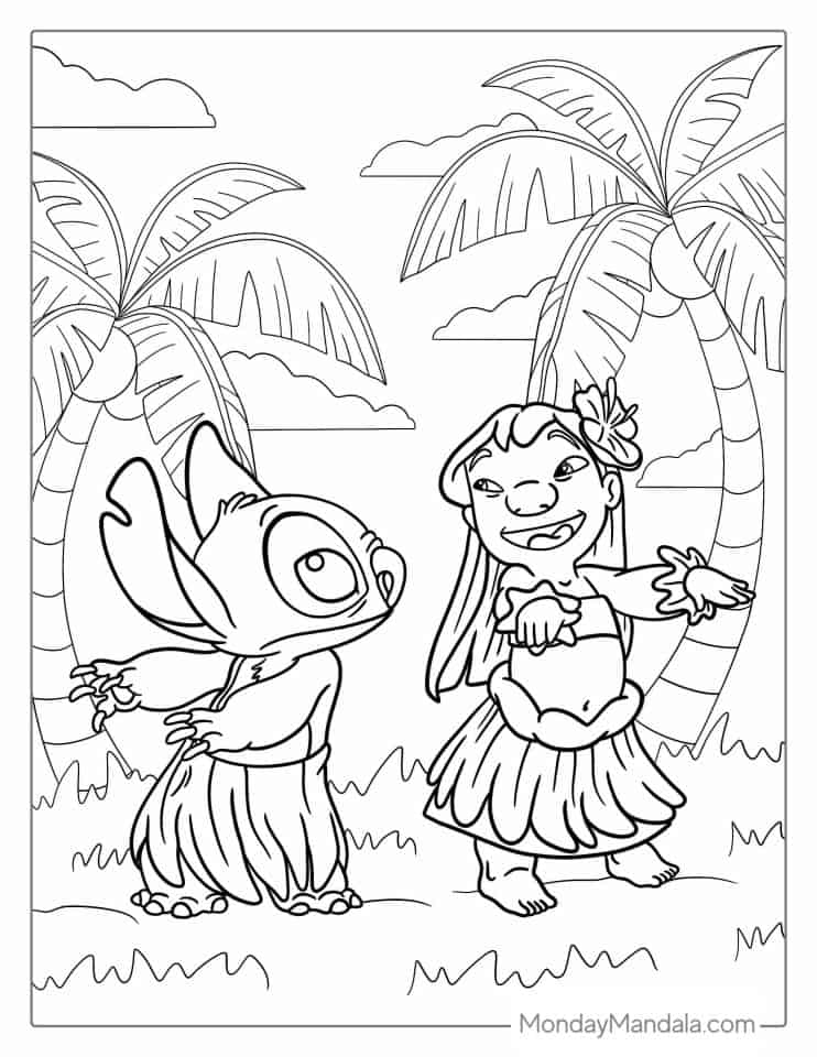 44+ Dazzling Stitch Aloha Coloring Pages Printable