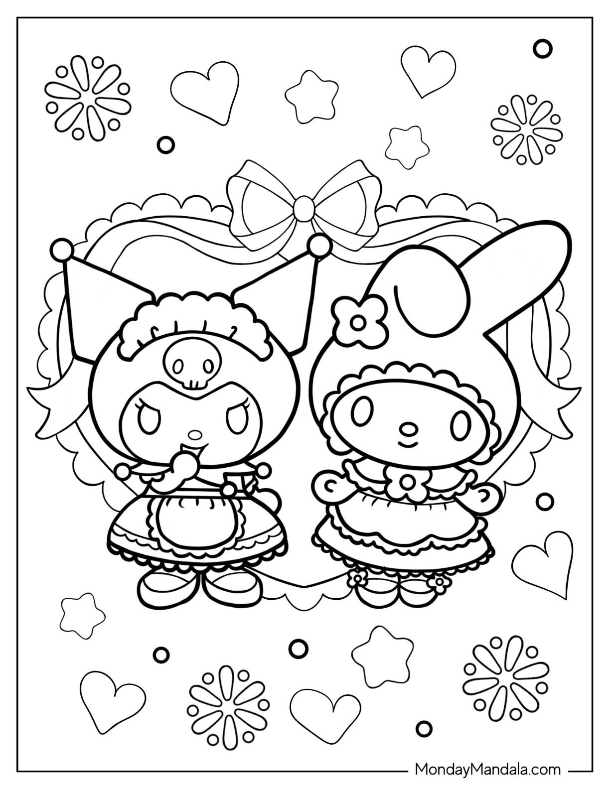 30+ Aesthetic Kuromi Coloring Pages Printable