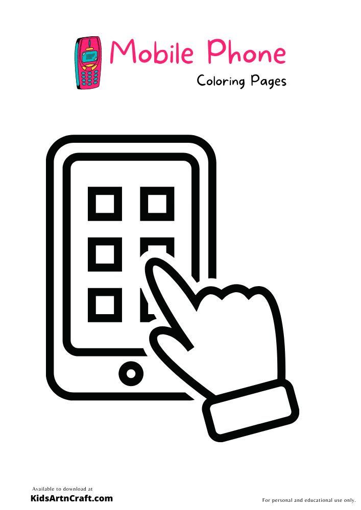 35+ Lovely Cell Phone Coloring Pages for Kids Printable