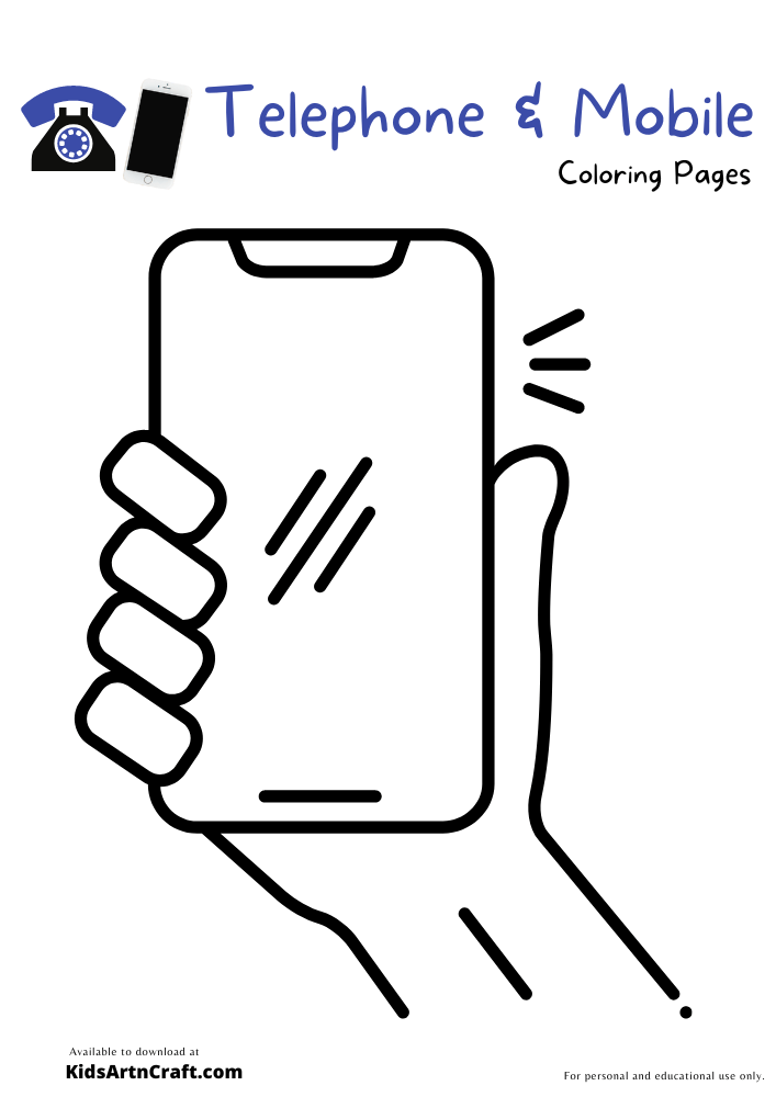 4+ Aesthetic Cell Phone Coloring Pages for Kids Printable