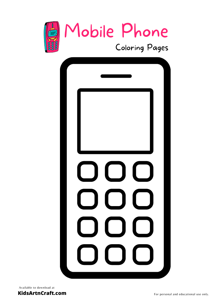 49+ Fun Cell Phone Coloring Pages for Kids Printable