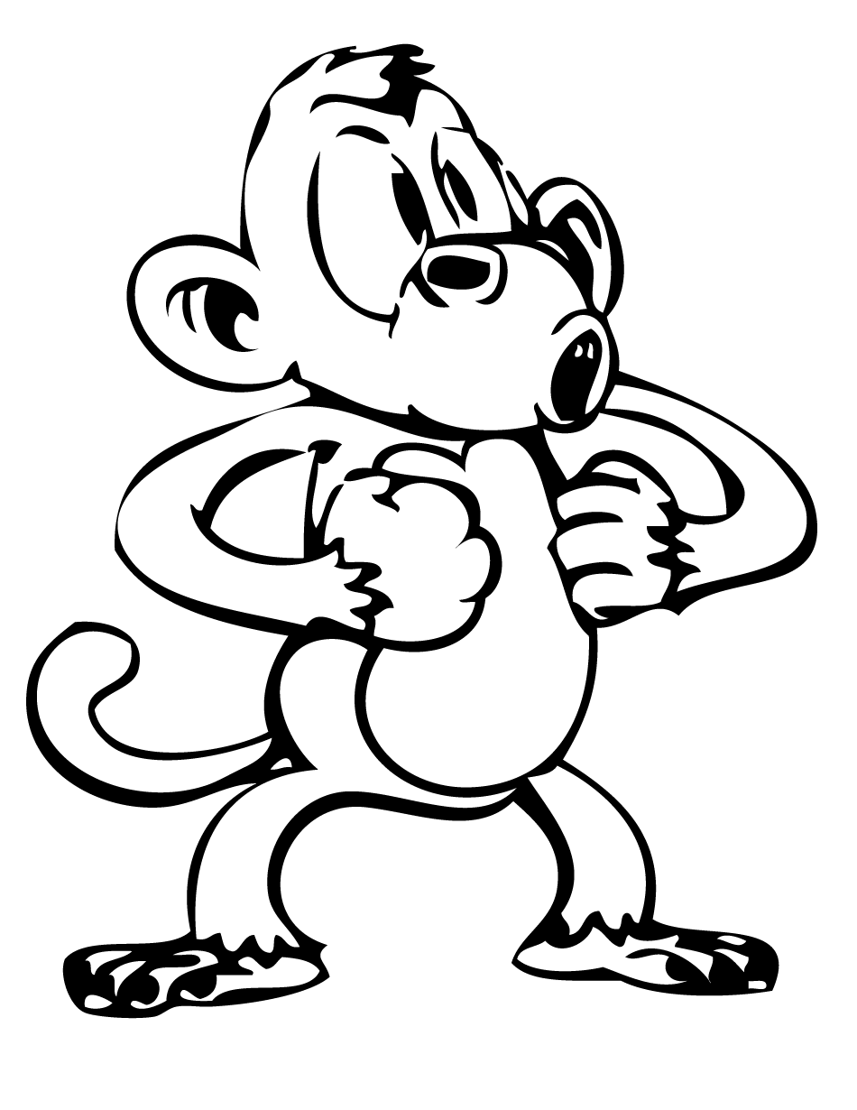 45+ Happy Monkey Coloring Pages Simple