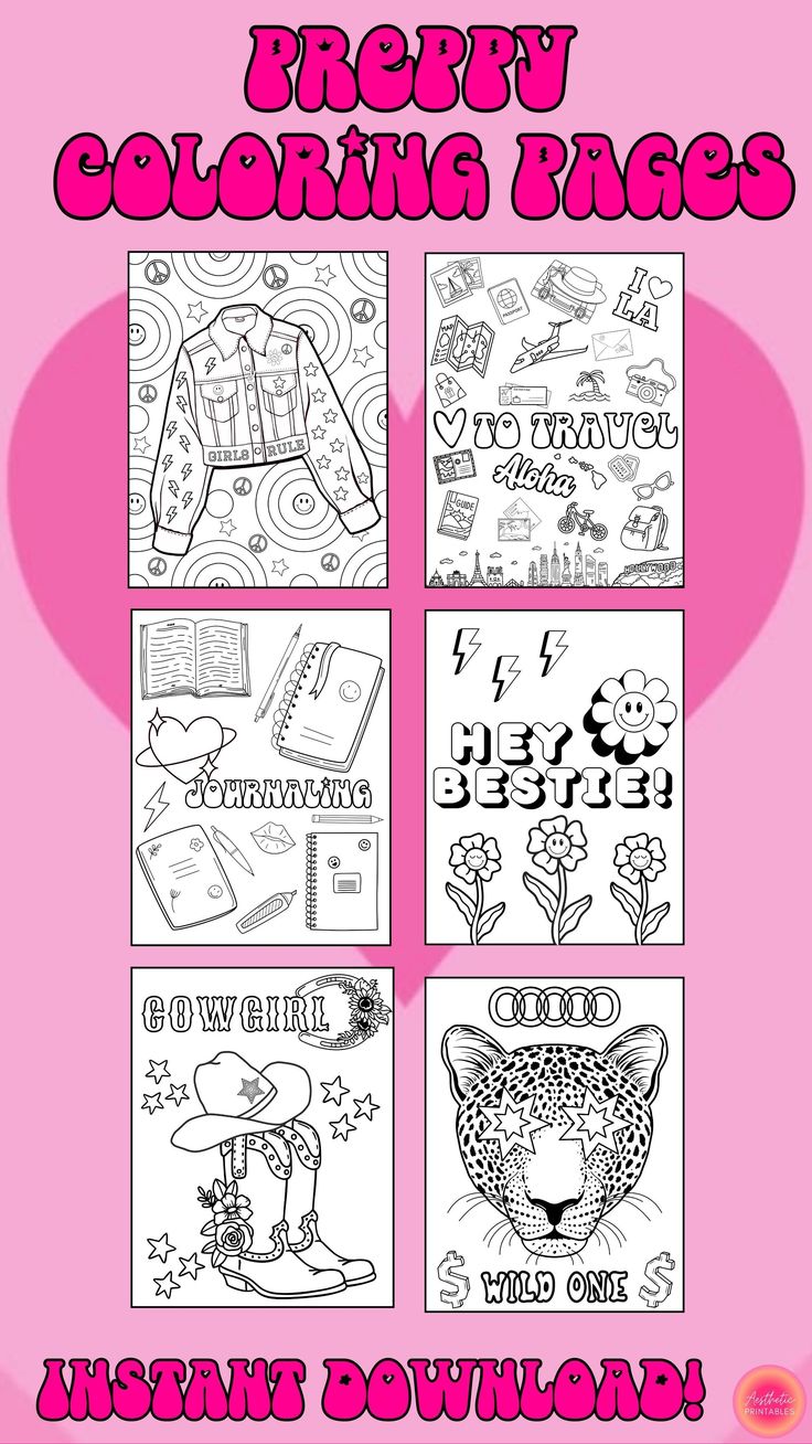 64+ Adorable Preppy Coloring Pages Printable