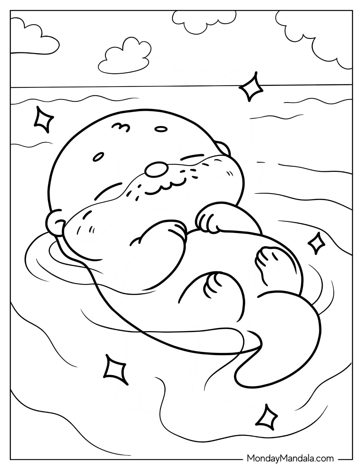 67+ Aesthetic Otter Coloring Pages Printable