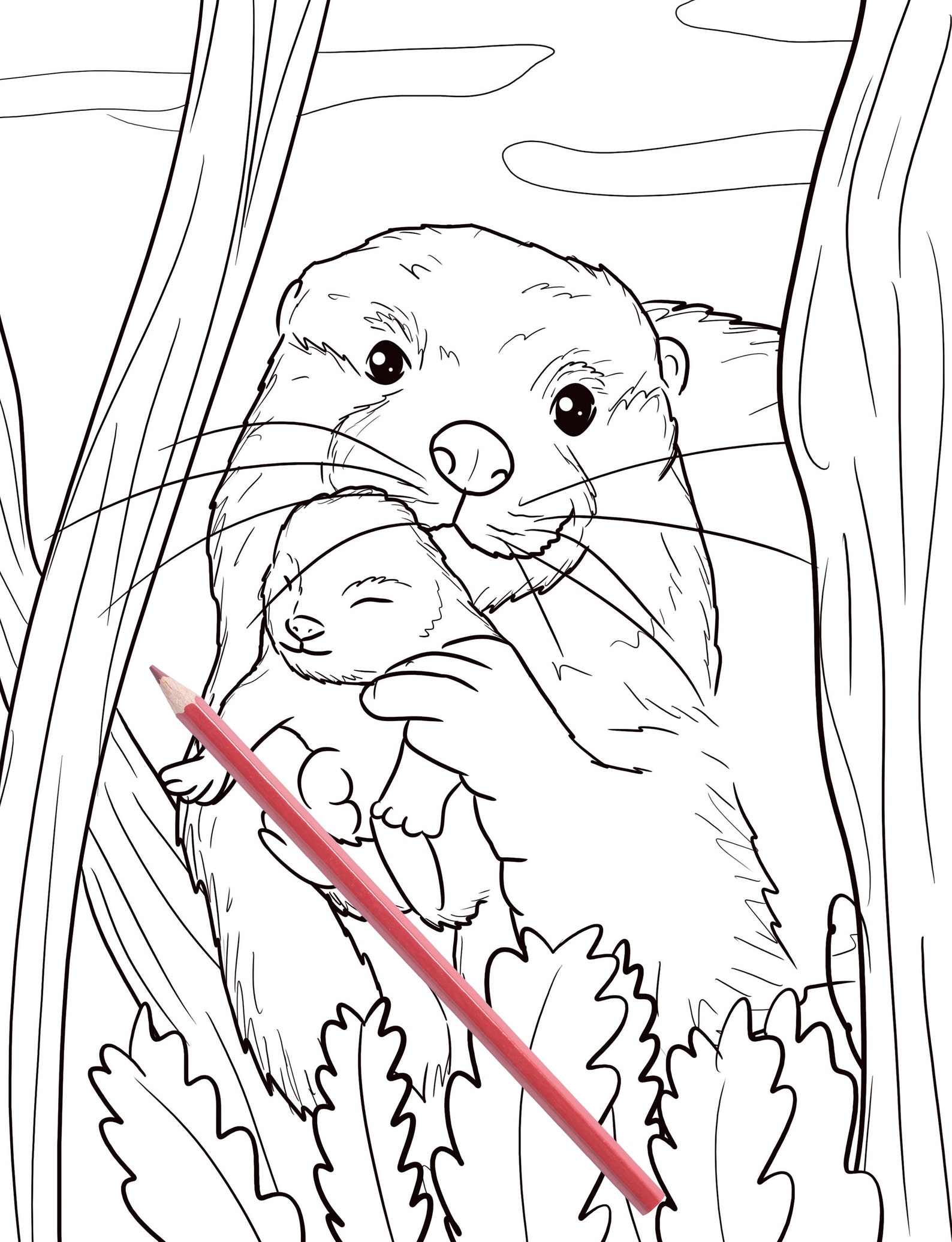 74+ Realistic Otter Coloring Pages Printable