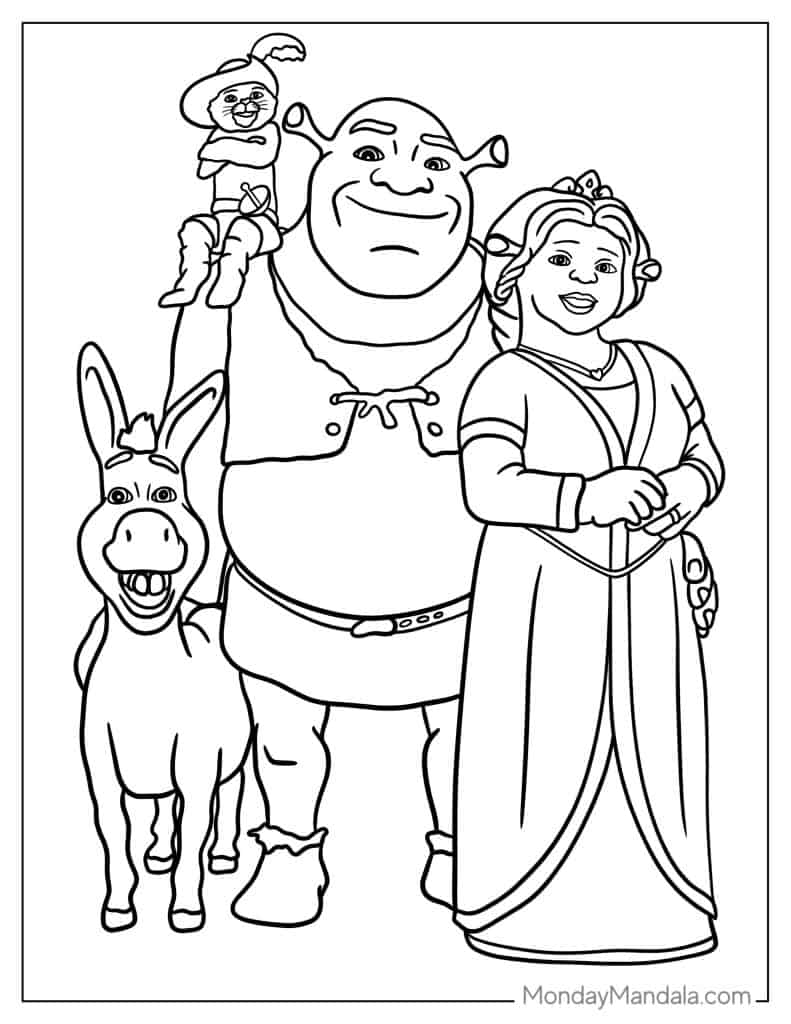 84+ Fun Shrek Coloring Pages Printable