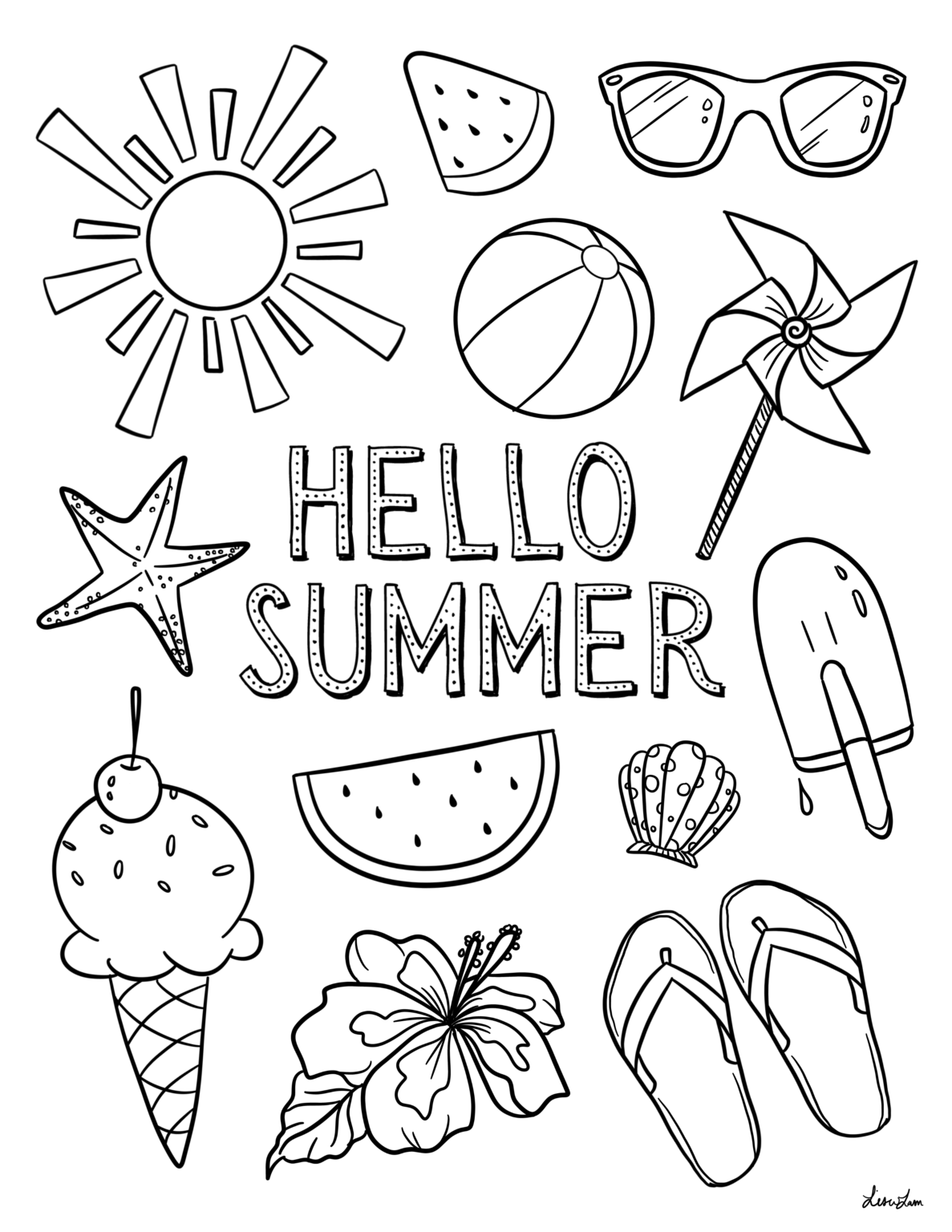 89+ Simple Summer Coloring Pages Printable