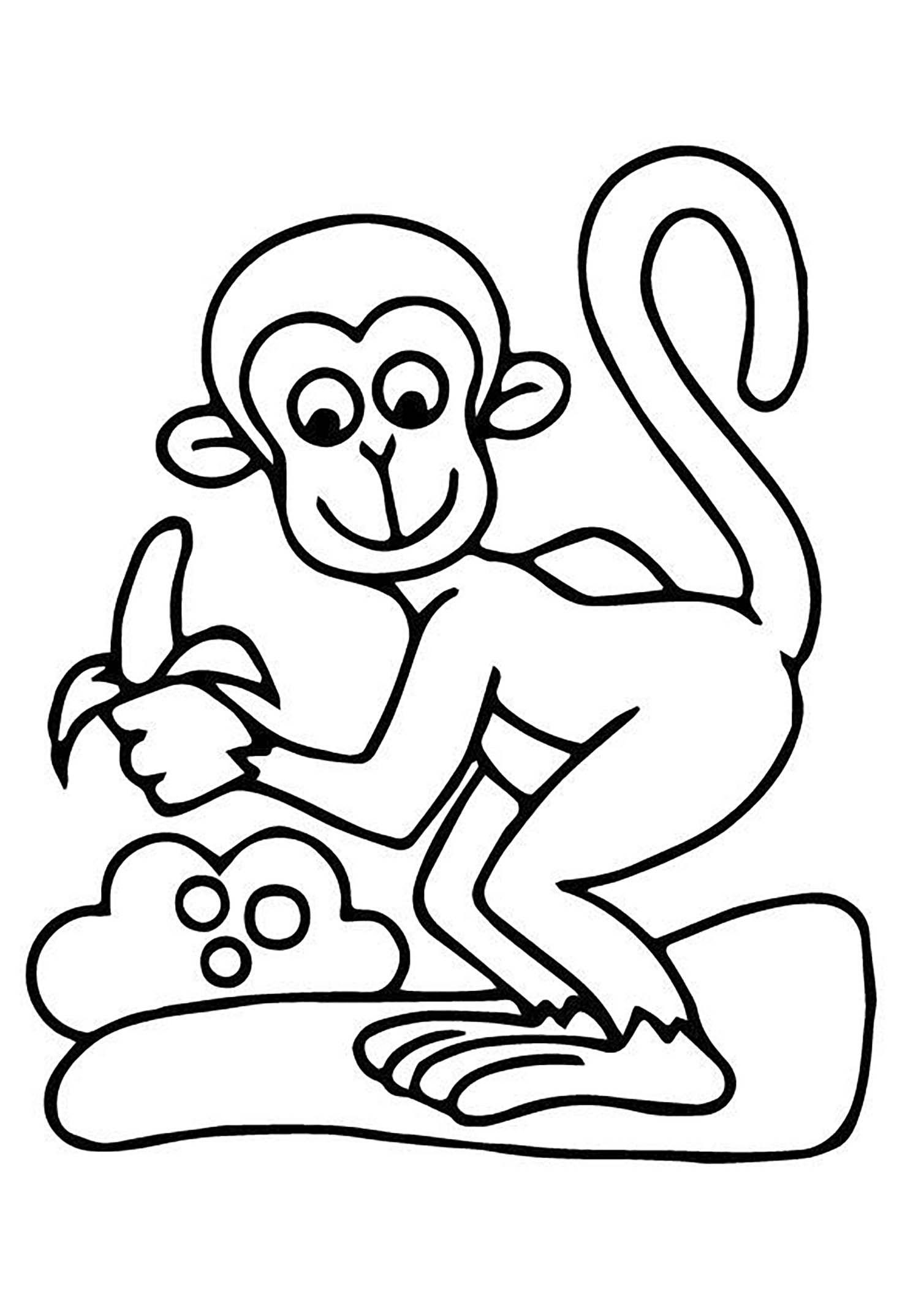 48+ Easy Monkey Coloring Pages Detailed