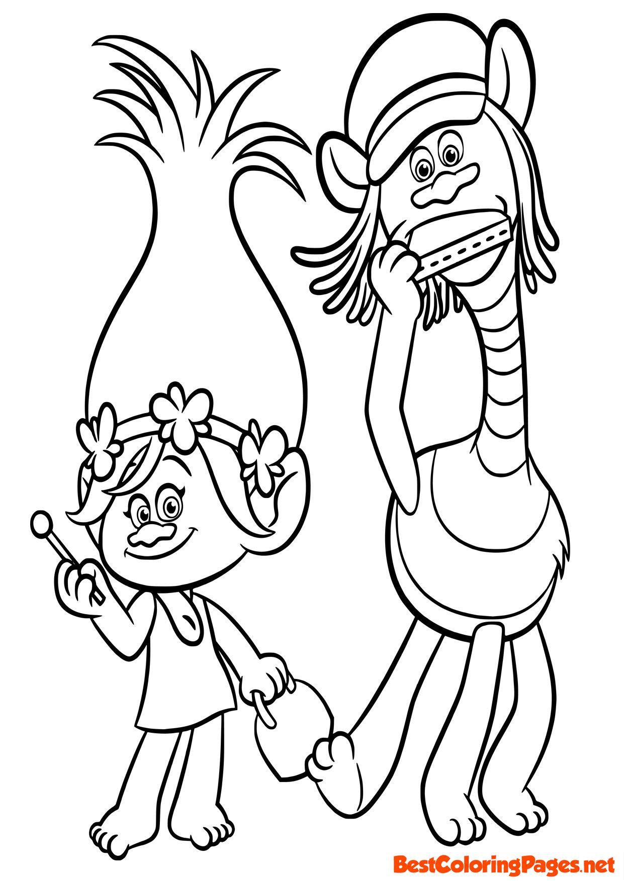 38+ Easy Trolls Coloring Pages with Simple Outline