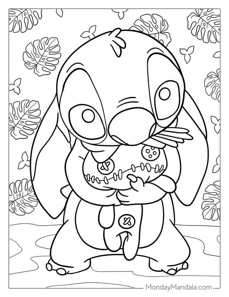 37+ Artistic Stitch Sleeping Coloring Pages with Simple Outline