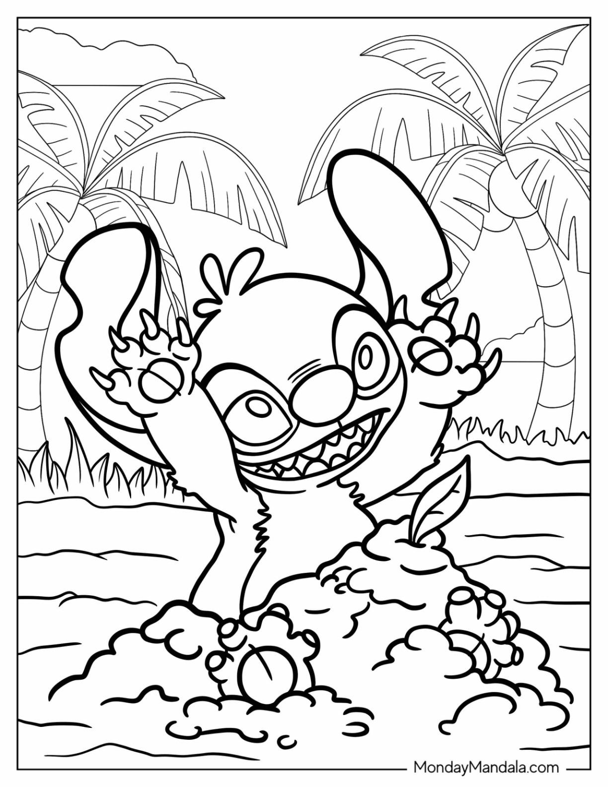 50+ Unique Stitch Sleeping Coloring Pages Detailed