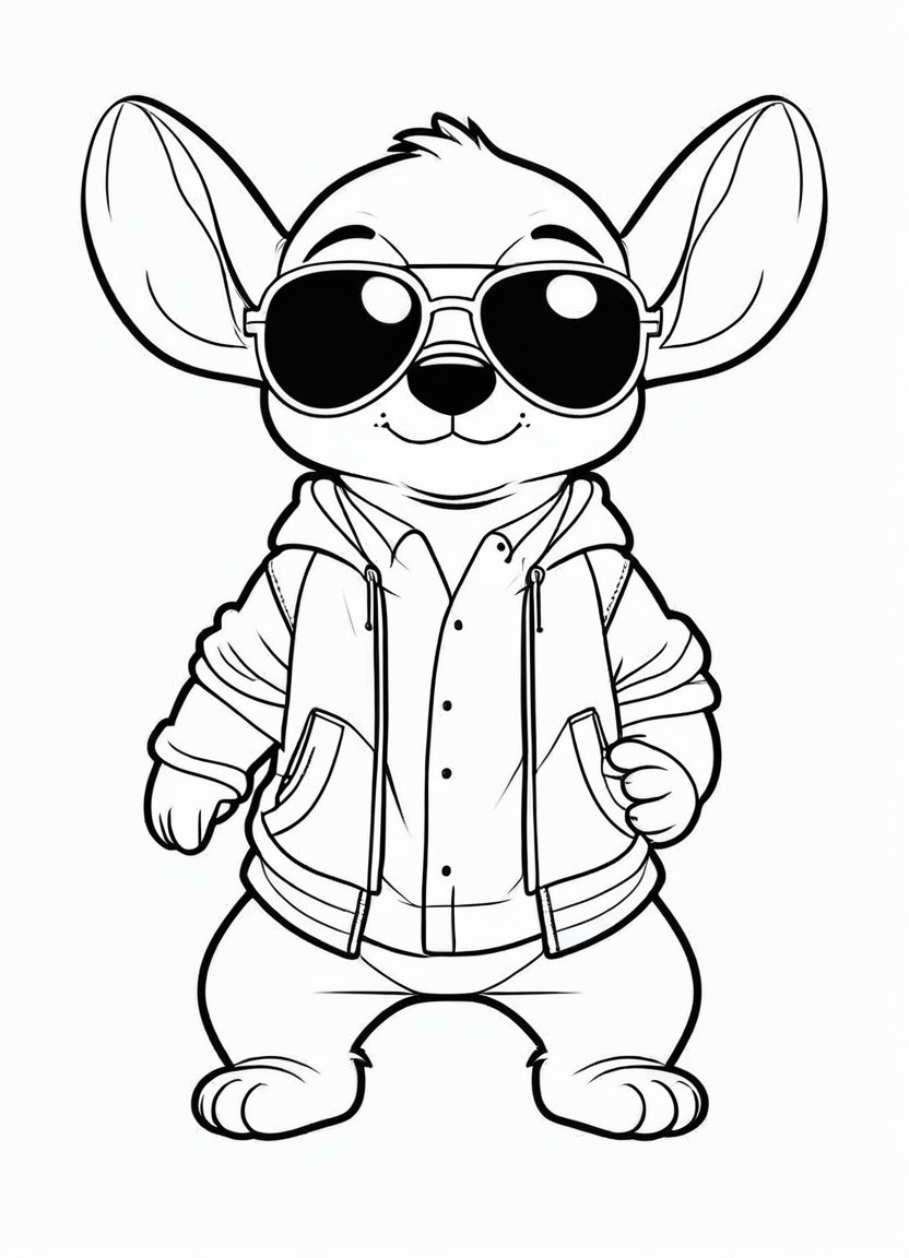 Stitch Wearing Sunglasses Coloring Pages