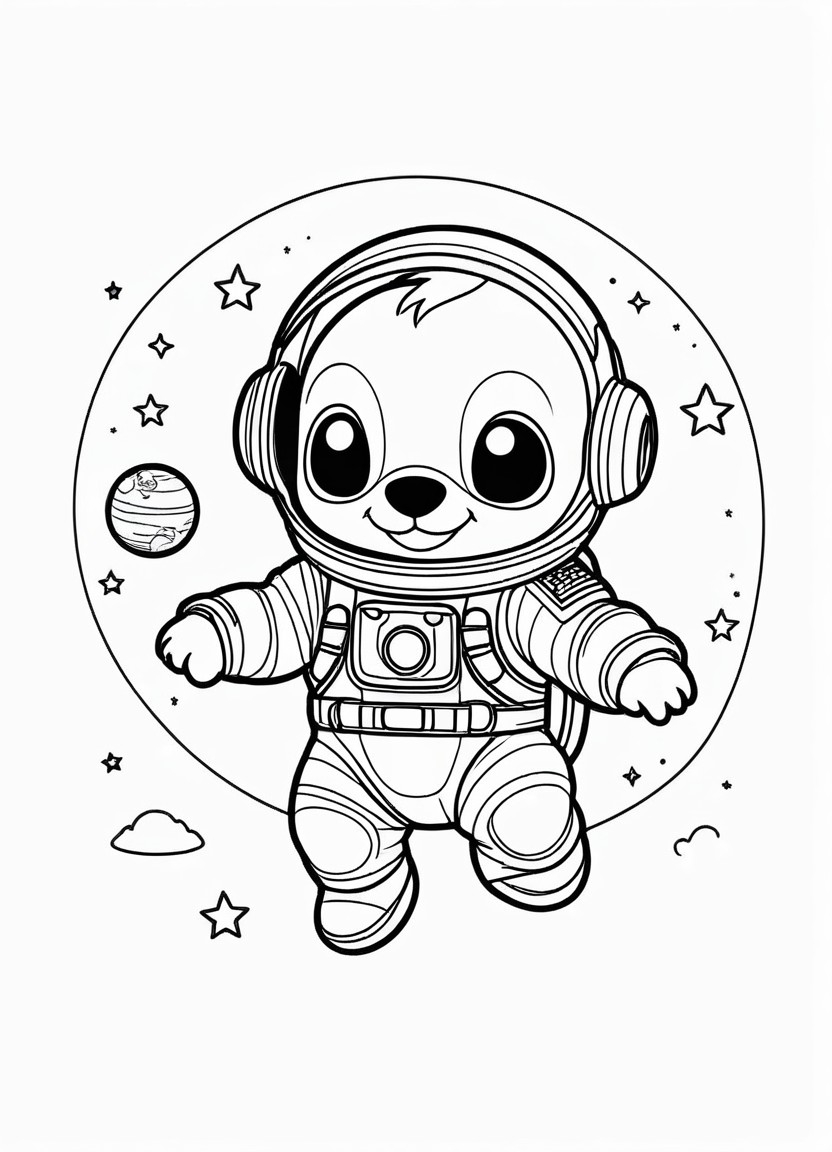 Stitch in Outer Space Coloring Pages