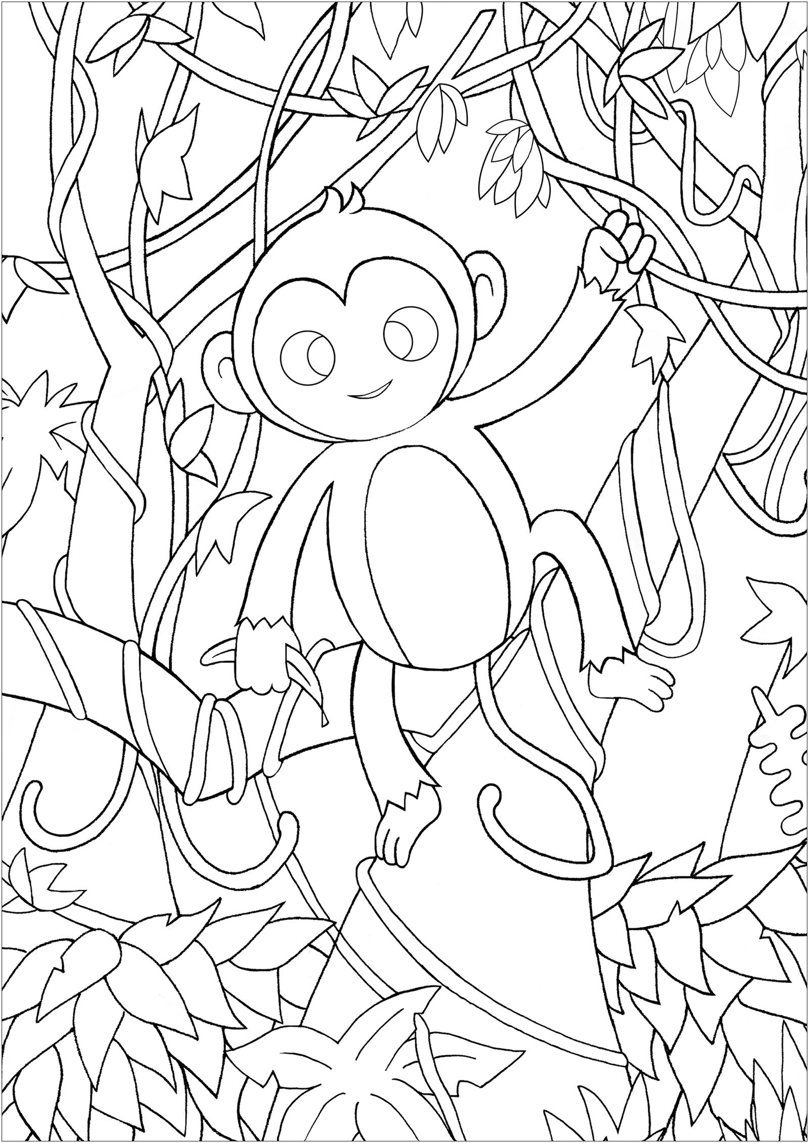 37+ Cute Monkey Coloring Pages PDF Printable