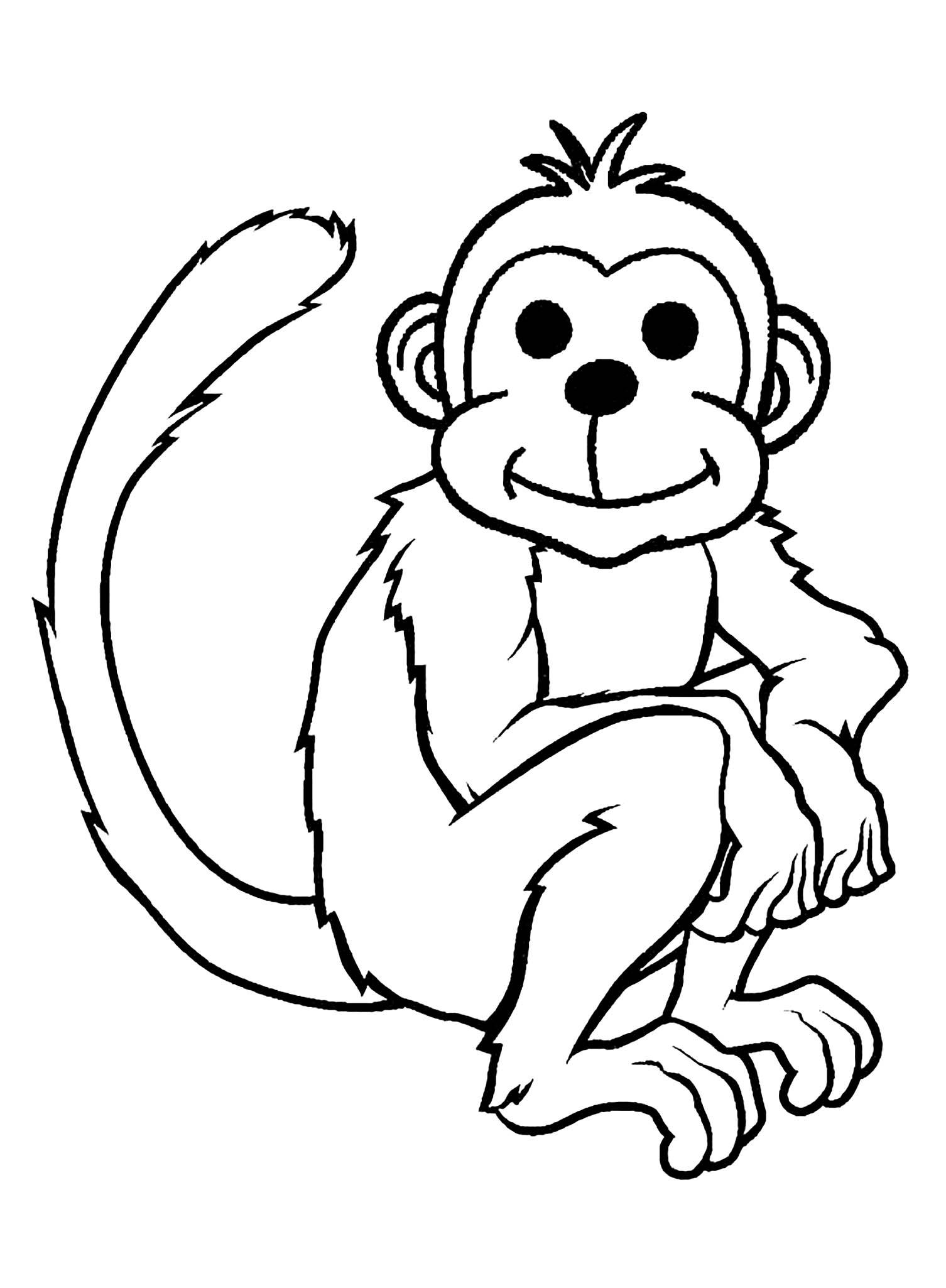 48+ Colorful Monkey Coloring Pages Detailed