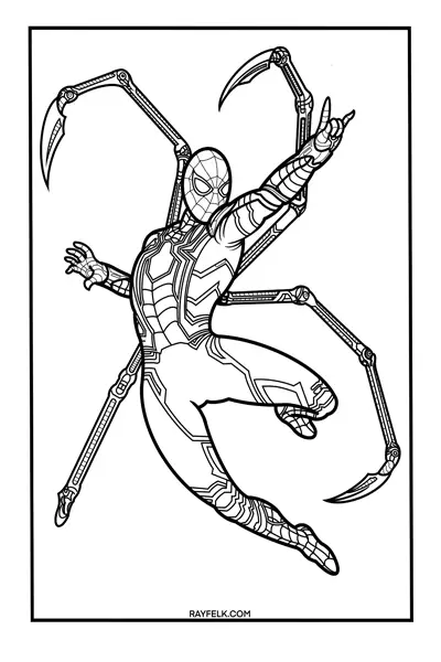 10 Free Printable Iron Spiderman Coloring Pages for Kids and Adults