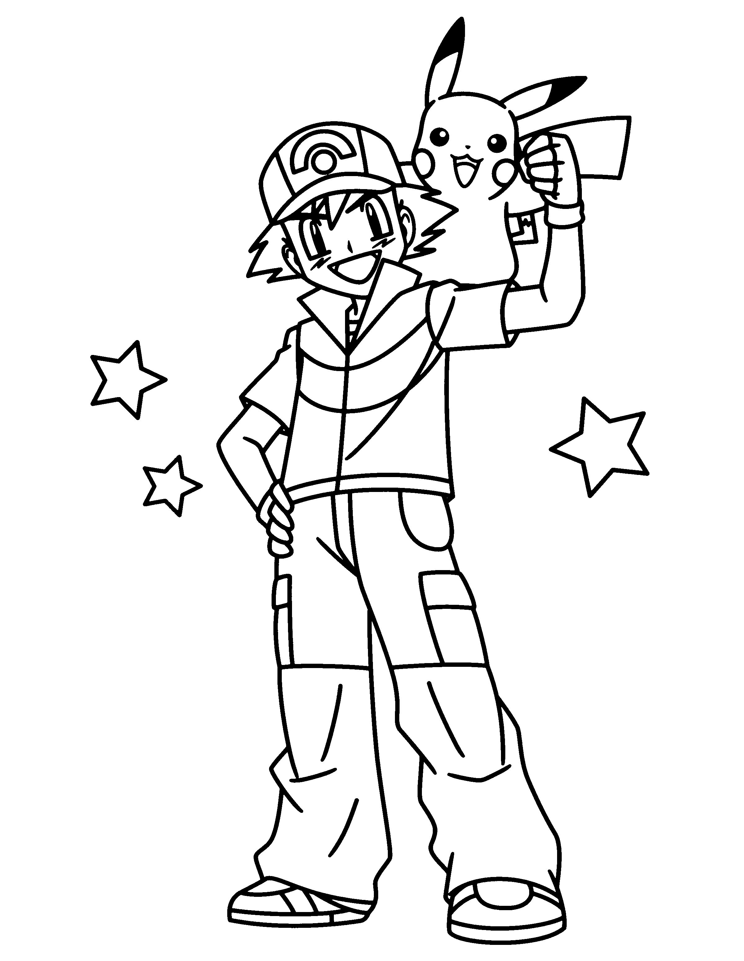 20 Ash and Pikachu Coloring Pages Free Printable