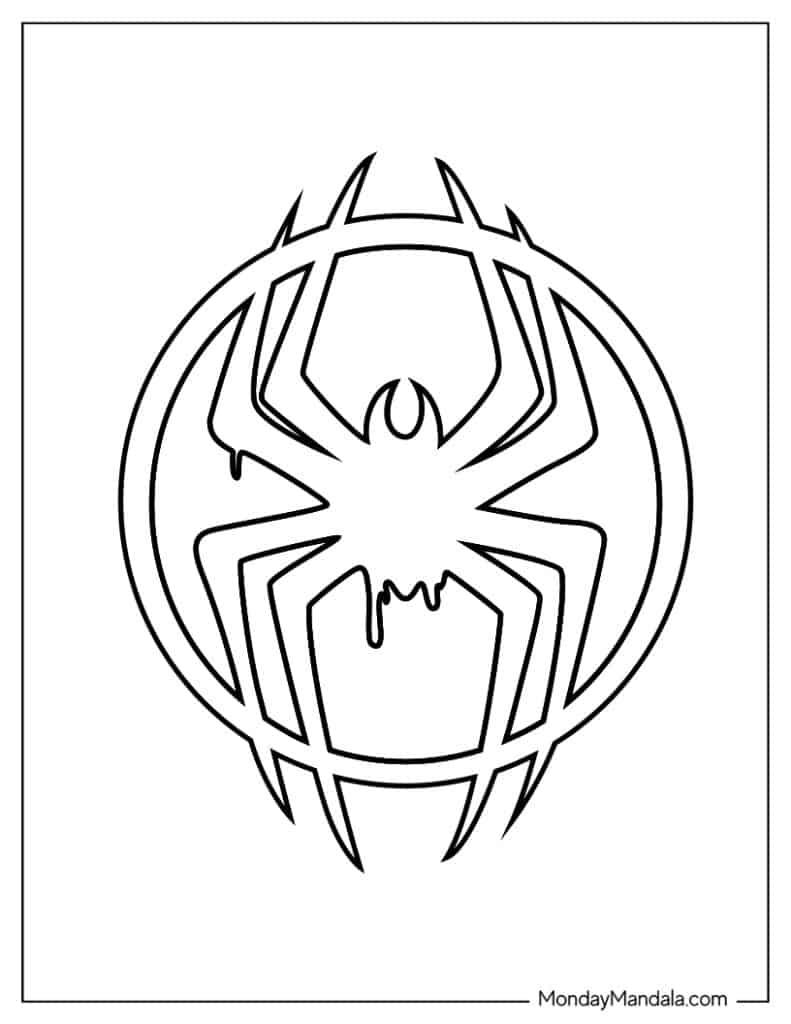 50+ Unique Spiderman Logo Coloring Pages PDF Printable