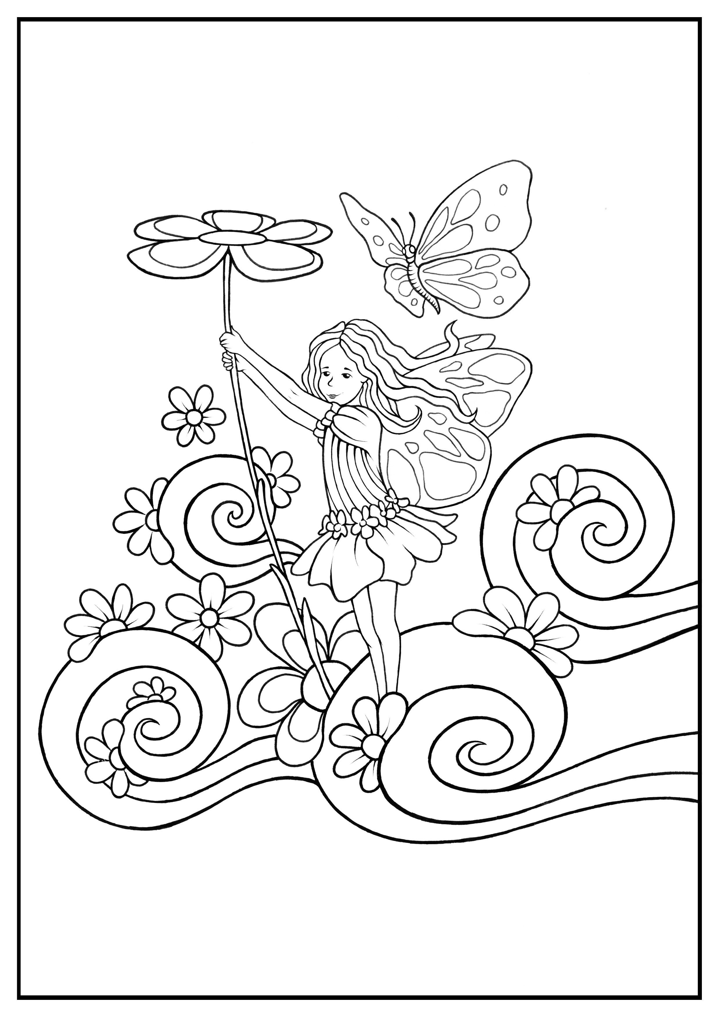 34+ Unique Fairy Coloring Pages for Adult