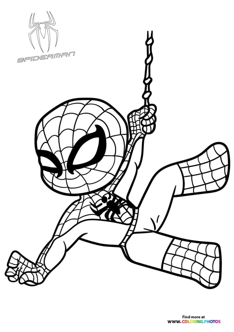 10 Fun Spiderman Cartoon Drawing Coloring Pages for Kids and Adults