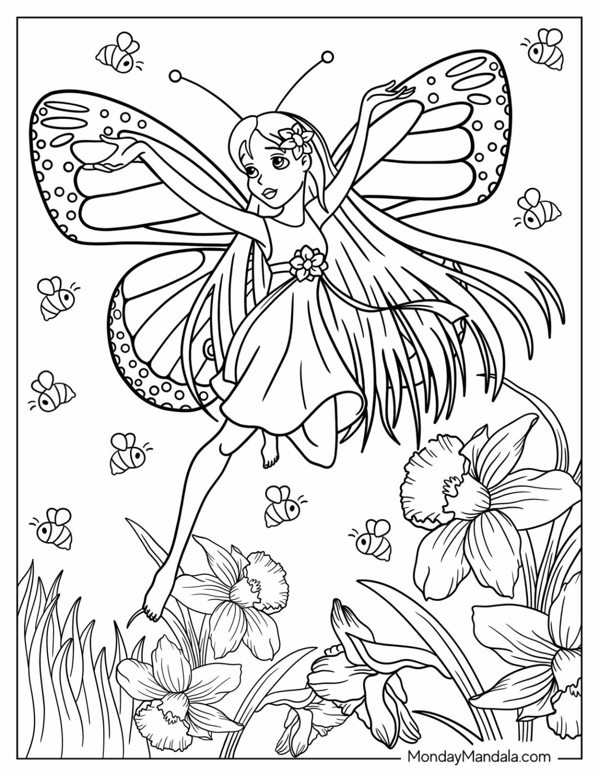 44+ Printable Fairy Coloring Pages for Adult