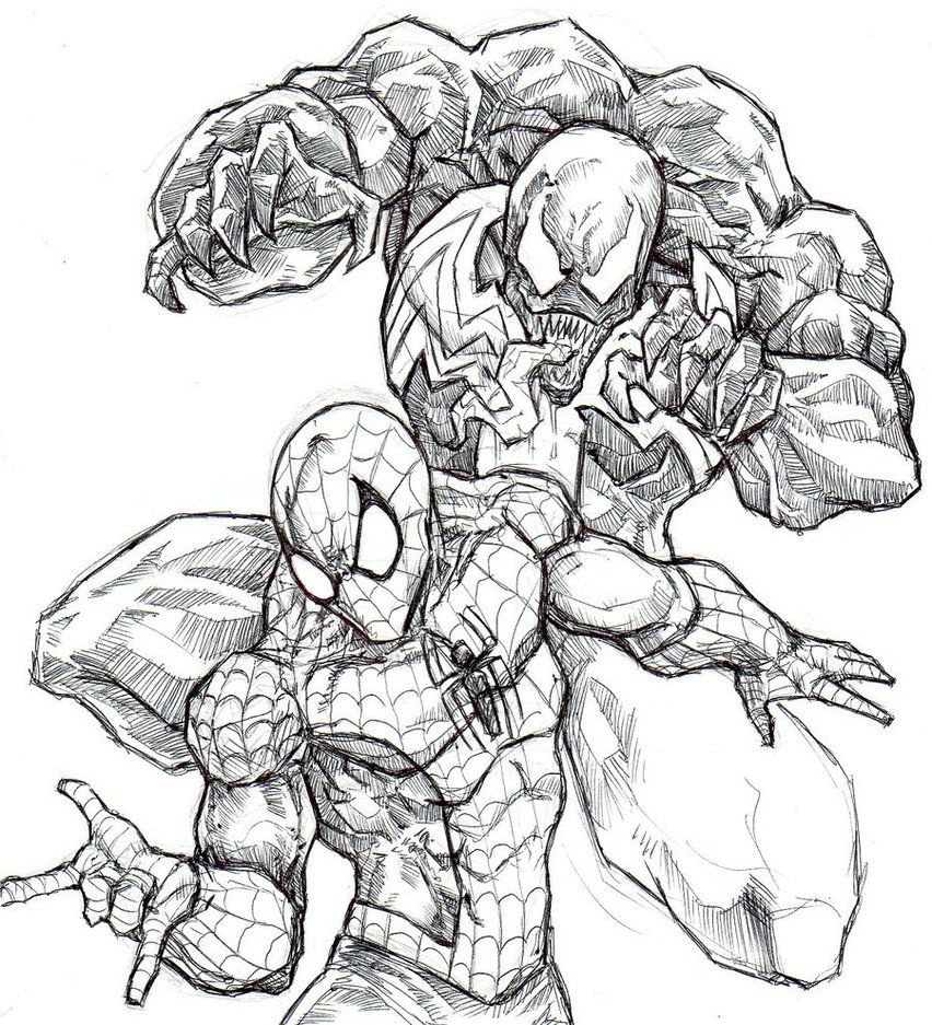 10 Epic Venom vs Spiderman Coloring Pages for Action Fans