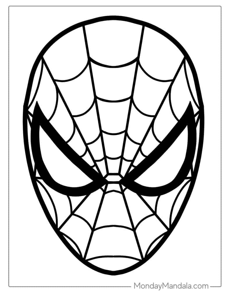 10 Spider-Man Face Coloring Pages to Print Now