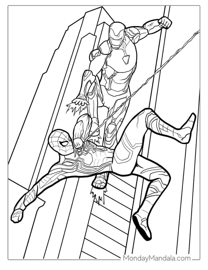 10 Iconic Iron Man and Spiderman Coloring Pages for Creative Kids