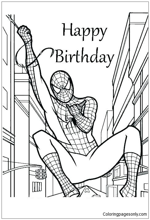 10 Happy Birthday Spiderman Coloring Page for Kids to Celebrate the Web-Slinging Hero