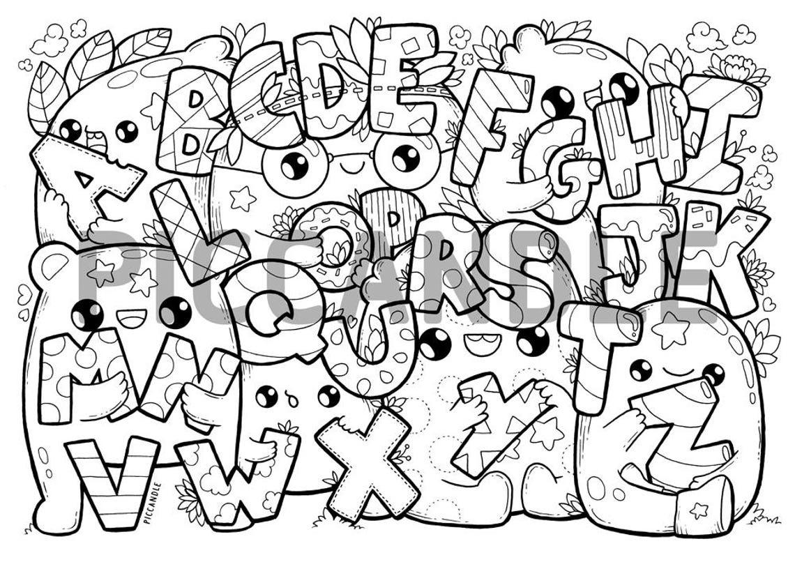 48+ Unique Doodle Alphabet Coloring Pages Colored