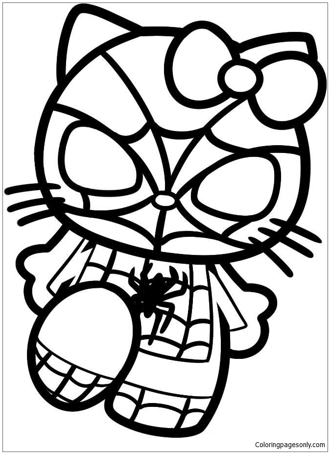 10 Adorable Spiderman Hello Kitty Coloring Pages for Creative Kids