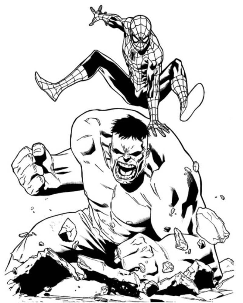 10 Incredible Hulk and Spider-Man Coloring Pages for Kids