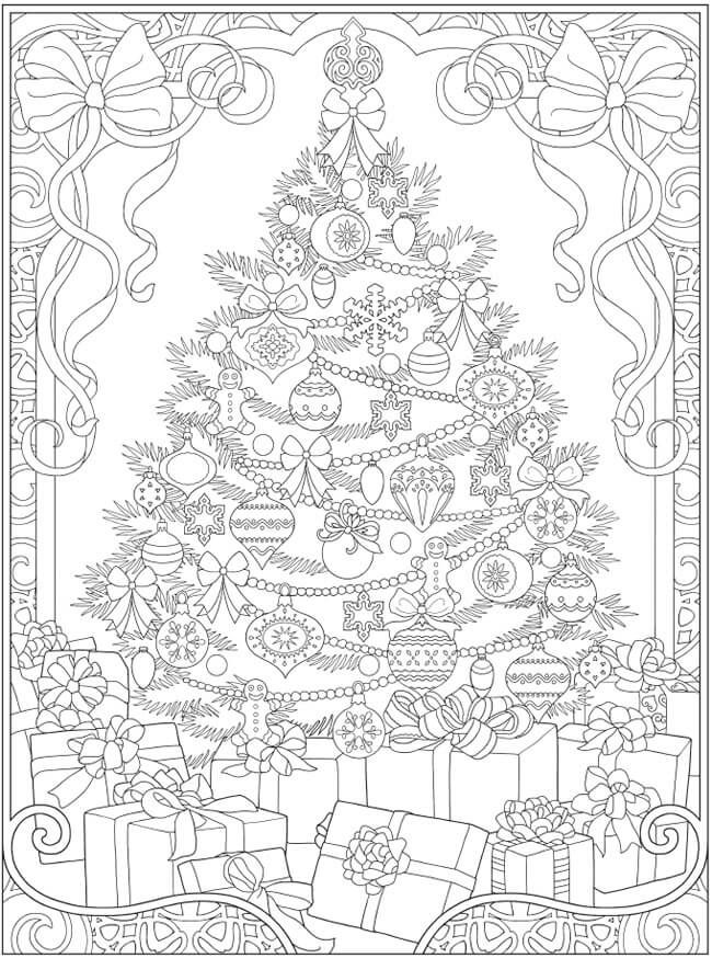 15 Christmas Tree Coloring Pages for Kids Printable 6