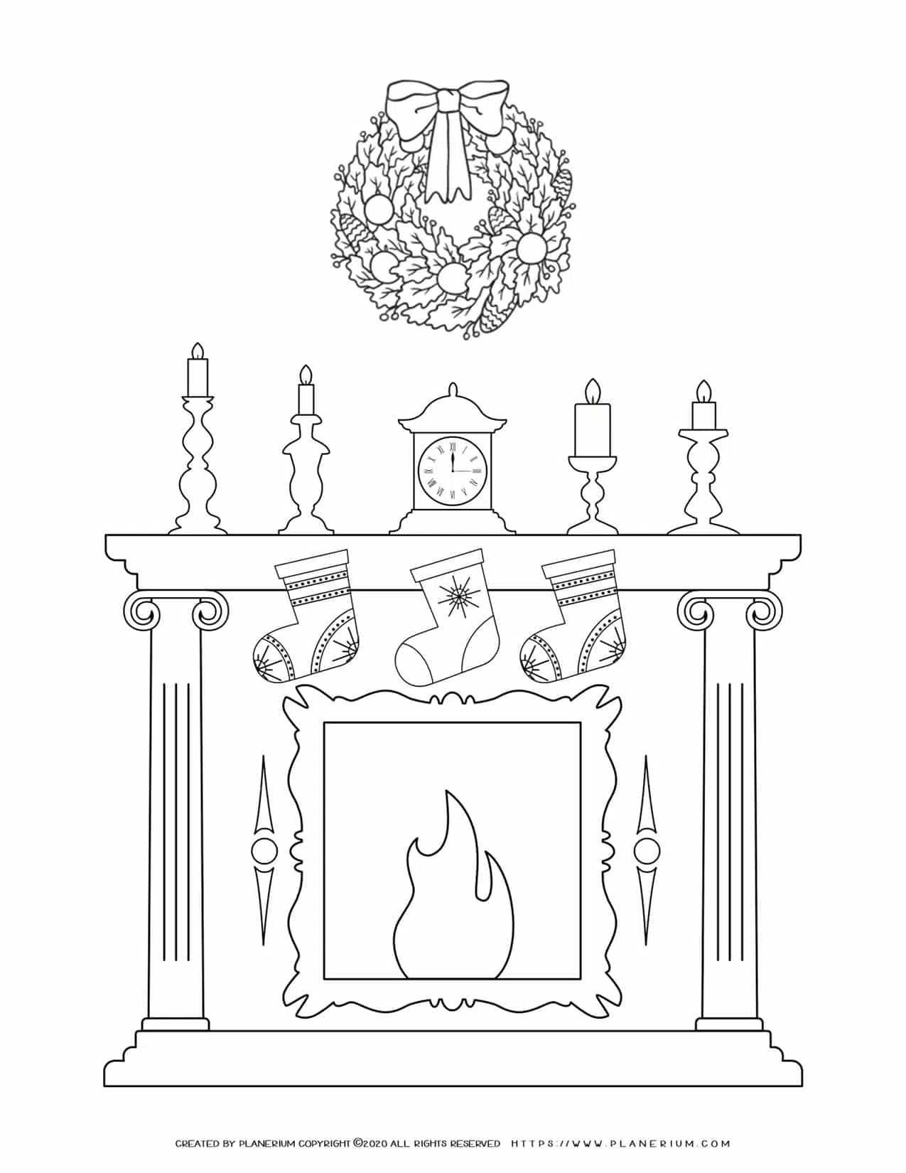 30 Cozy Christmas Fireplace Coloring Pages 1